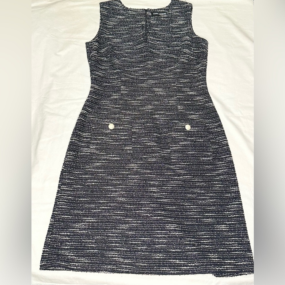 Karl Lagerfeld Paris Elegant Black and White Women's Dress Pockets